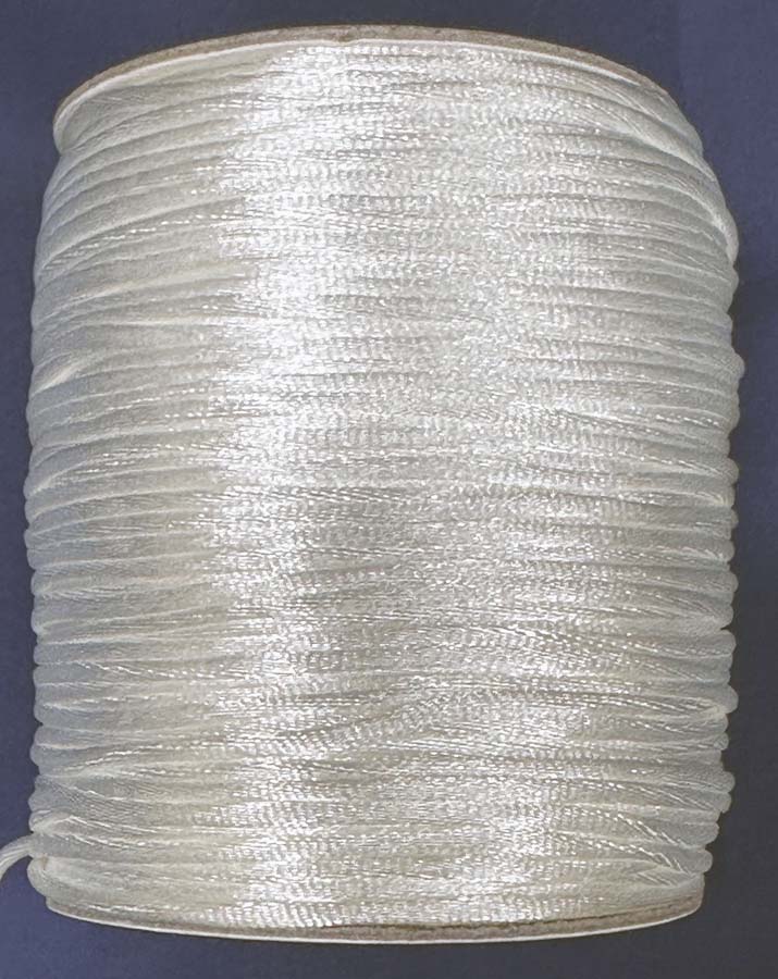 <font color="red">IN STOCK</font><br>#2 (1/8") Nylon Satin Rattail Cord-White