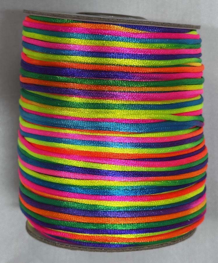 <font color="red">IN STOCK</font><br>#2 Nylon Satin Rattail Cord-Multi Color