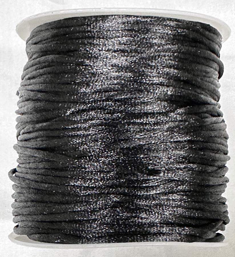 <font color="red">IN STOCK</font><br>#2 (2mm) Rayon Satin Rattail Cord-Black