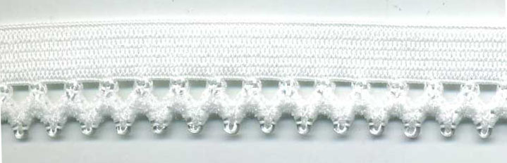 <font color="red">IN STOCK<br>SUPERIOR QUALITY</font><br>1/2" Nylon Crown Edge Picot Elastic-White