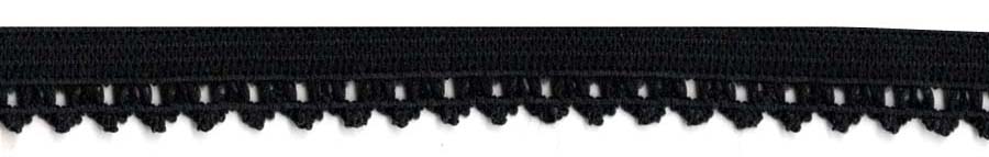 <font color="red">IN STOCK</font><br>3/8" Poly Picot Edge Elastic-Black