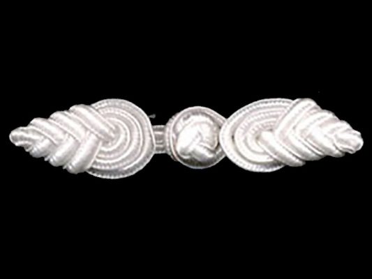 <font color="red">IN STOCK</font><br>3+1/4" Rayon Pinapple Frog Closure-White