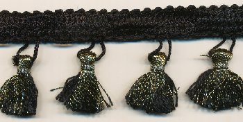 <font color="red">IN STOCK</font><br>Metallic & Rayon Tassel Fringe-Antique Gold & Black