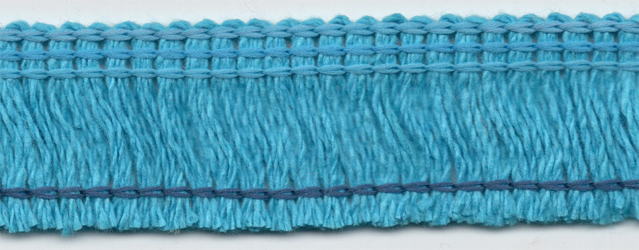 <font color="red">IN STOCK<br>INDUSTRY STANDARD</font><br>1" Poly/Cotton Brush Fringe-Turq