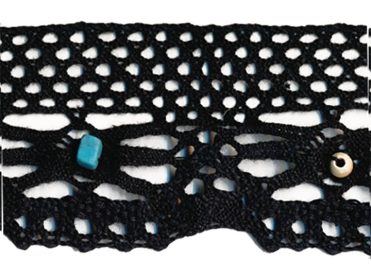 <font color="red">IN STOCK</font><br>2" Cotton Beaded Cluny-Black/Turq/Natl