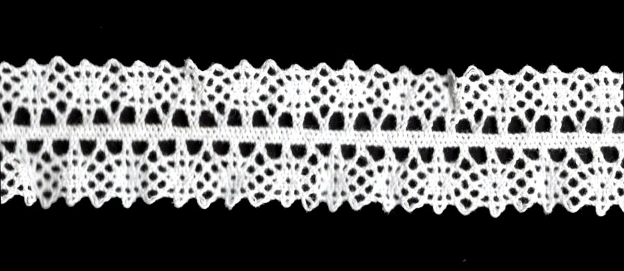 <font color="red">IN STOCK</font><br>1+1/8" Cotton Cluny Ruffle Galloon-White