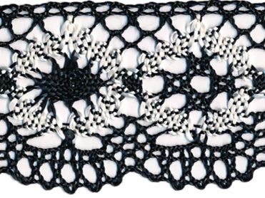 <font color="red">IN STOCK</font><br>2+1/4" Cotton Cluny Lace-Black/White