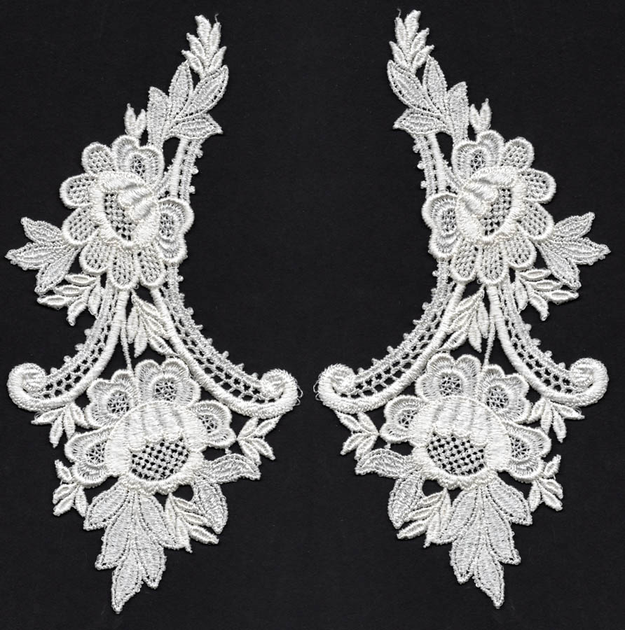 <font color="red">IN STOCK</font><br>9" x 9+1/2" Rayon Venise Applique-Ivory
