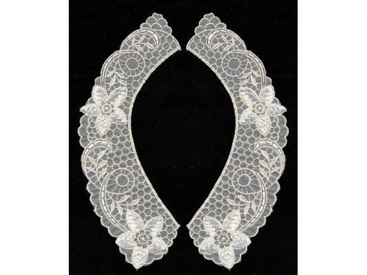 <font color="red">IN STOCK</font><br>7" x 9" Rayon Venise Floral Collar Pair-Ivory