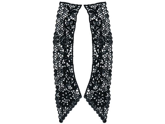 <font color="red">IN STOCK</font><br>5" x 11+1/2" Cotton Venise Collar-Black