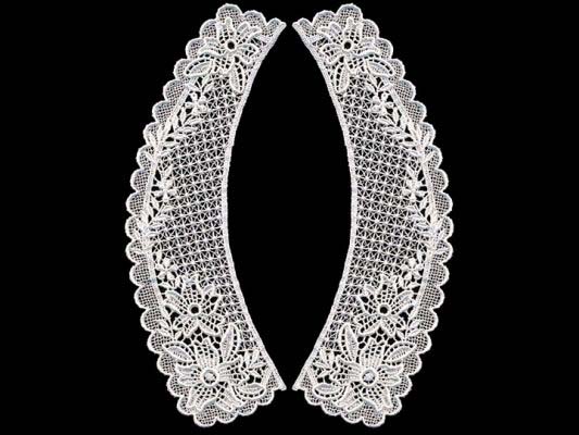 <font color="red">IN STOCK</font><br>8" x 10+1/2" Rayon Venise Collar Pair-White