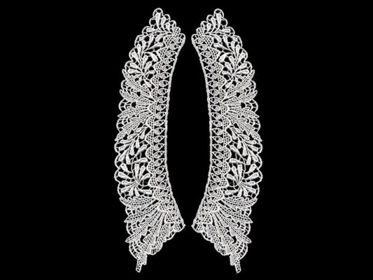 <font color="red">IN STOCK</font><br>7+1/2" X 12" Rayon Venise Collar Pair-White