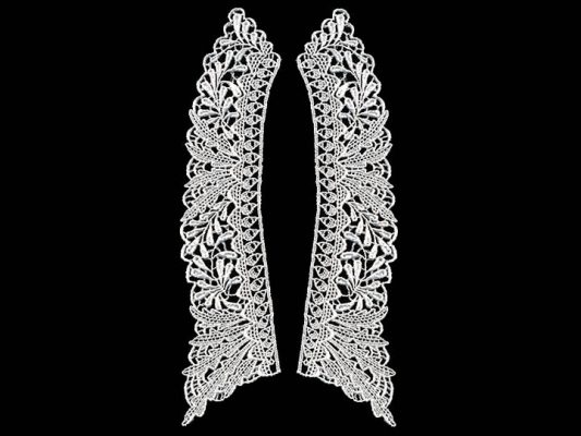 <font color="red">IN STOCK</font><br>7+1/2" X 12" Rayon Venise Collar Pair-Ivory