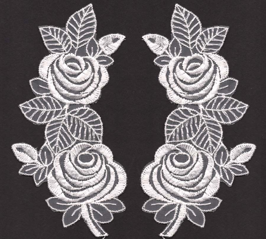 <font color="red">IN STOCK</font><br>3" x 5+3/4" Rayon Venise Collar Pair-White