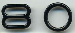 <font color="red">IN STOCK</font><br>5/8" Nylon Coated Brass Ring/Slider Set-Black<br>(Enlarged to show detail)