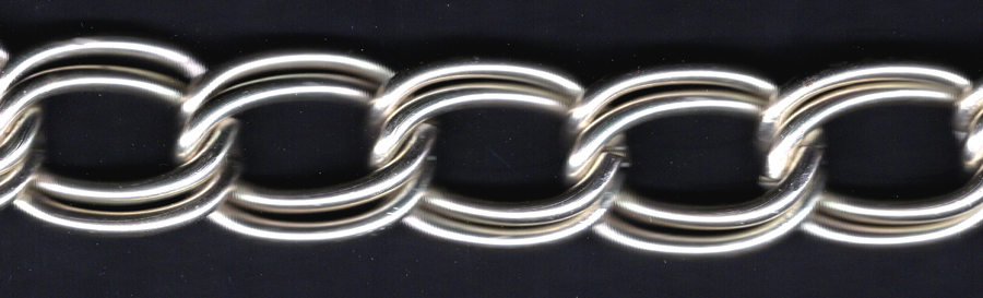 <font color="red">IN STOCK</font><br>1" Aluminum Double Link Chain-Nickel<br>(On hanks of 60 feet)