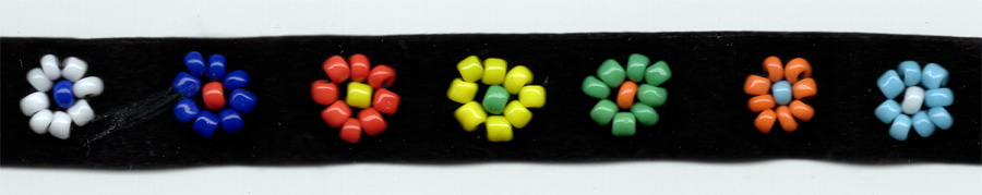 <font color="red">IN STOCK</font><br>1/2" Hand Beaded Daisy's on Nylon Tape-Multi