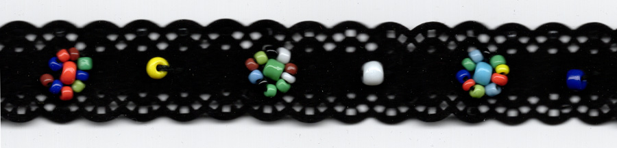 <font color="red">IN STOCK</font><br>3/4" Hand Beaded Floral on Velvet Tape-Multi