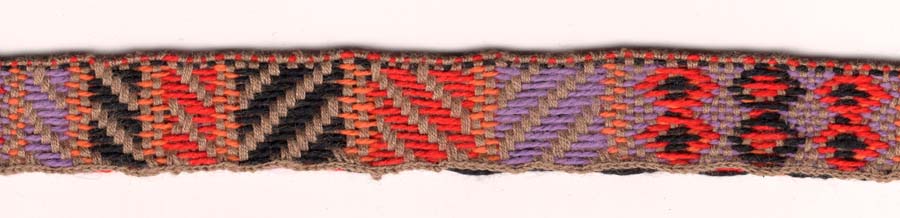 <font color="red">IN STOCK<br>MADE IN USA</font><br>11/16" Cotton Peruvian Pattern Jacquard-Tan Combo