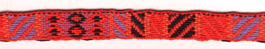 <font color="red">IN STOCK<br>MADE IN USA</font><br>11/16" Cotton Peruvian Pattern Jacquard-Red Combo