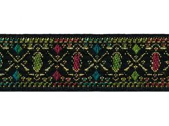 <font color="red">IN STOCK</font><br>1" Metallic Sacred Stone Pattern-Black Gold Fuchsia Apple Turq