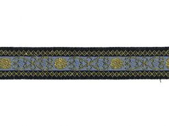 <font color="red">IN STOCK</font><br>9/16" Metallic Glyph Pattern-Black Dusty Bluegold
