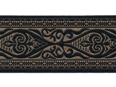 <font color="red">IN STOCK</font><br>2+1/2" Poly Hieroglyphic Jacquard-Black/Tan