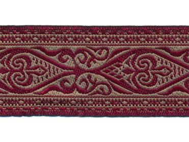 <font color="red">IN STOCK</font><br>2+1/2" Poly Hieroglyphic Jacquard-Wine/Tan