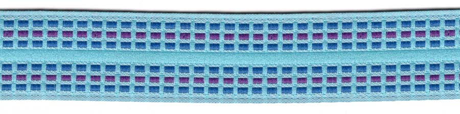 <font color="red">IN STOCK</font><br>3/4" Poly Jacquard Manhattan Weave-Turq Combo
