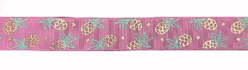 <font color="red">IN STOCK</font><br>1" Metallic Pineapple Grosgrain Ribbon-Pink/Gold/Aqua Blue