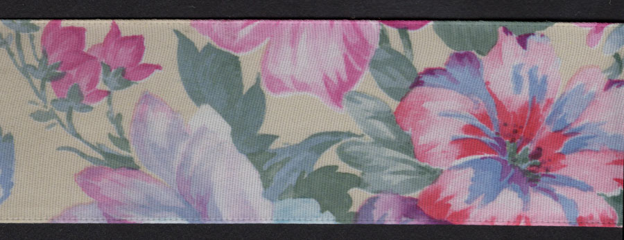 <font color="red">IN STOCK</font><br>1+1/2" Poly Satin Floral Print-Spring