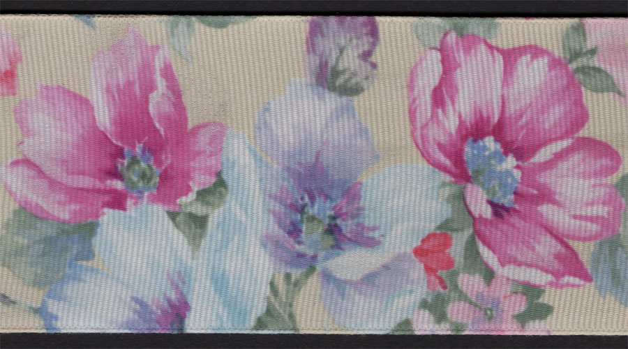 <font color="red">IN STOCK</font><br>2+1/4" Poly Grosgrain Floral Print-Spring