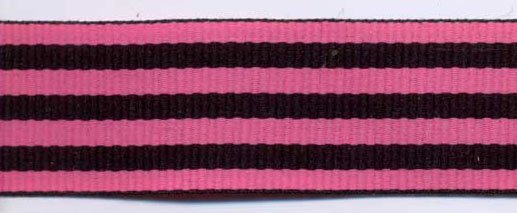 <font color="red">IN STOCK</font><br>7/8" Poly Bold Stripes-Black/Shocking Pink