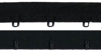 <font color="red">IN STOCK</font><br>1" Spaced Enamel Hook & Eye Tape-Black(No flaps, sold as a set)