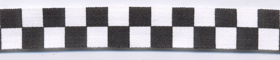 <font color="red">IN STOCK<br>MADE IN USA<br>DISCOUNTED</font><br>3/4" Cotton Zippertape Checkerboard-Black/White