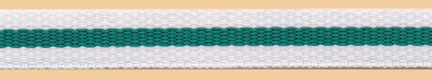 <font color="red">IN STOCK</font><br>3/8" Poly Heavy Twill 3 Stripe-White/Teal/White