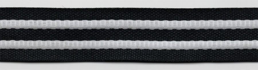 <font color="red">IN STOCK<br>MADE IN USA</font><br>7/8" Double Ridge Tape-Black/White