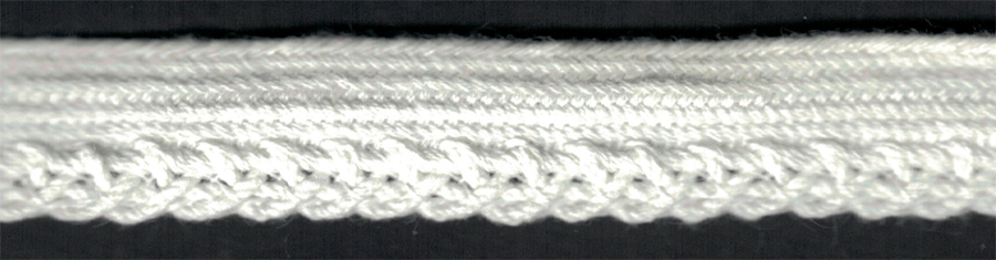<font color="red">IN STOCK<br>MADE IN USA</font><br>1/2" Cotton Braided Cordedge/Piping-White