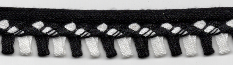 <font color="red">IN STOCK<br>MADE IN USA</font><br>3/8" Cotton Picot Edge Cordedge Piping-Black/White
