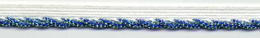 <font color="red">IN STOCK</font><br>3/8" Metallic Cordedge Piping-Sapphire Edge/White Apron