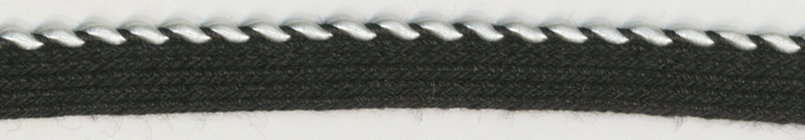 <font color="red">IN STOCK</font><br>3/8" White Plaited Whip Stitch/Black Apron-White/Black