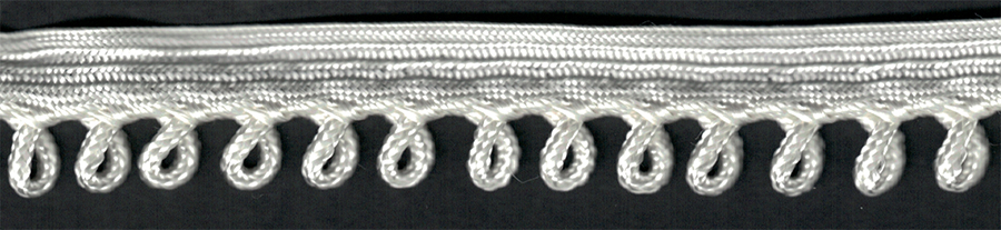 <font color="red">IN STOCK</font><br>1/2" Rayon Loop Braid Cordedge Piping-White