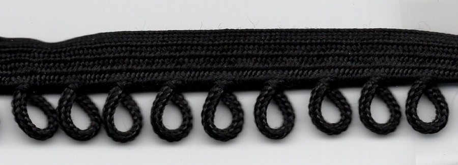 <font color="red">IN STOCK</font><br>1/2" Rayon Loop Braid Cordedge Piping-Black