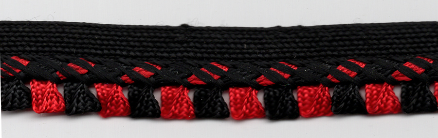 <font color="red">IN STOCK<br>MADE IN USA</font><br>3/8" Rayon Picot Edge Cordedge Piping-Red/Black