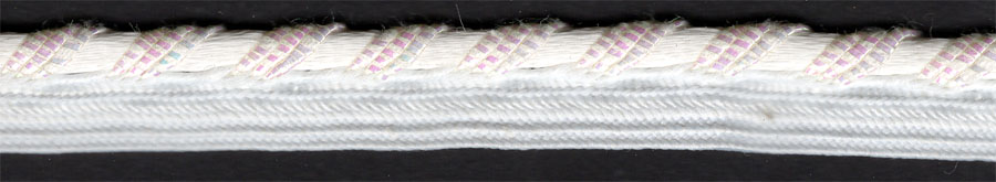 <font color="red">IN STOCK<br>MADE IN USA</font><br>3/8" Rayon Fancy Pearlized Cordedge Piping-White
