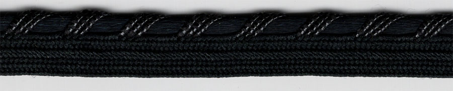 <font color="red">IN STOCK<br>MADE IN USA</font><br>3/8" Rayon Fancy Pearlized Cordedge Piping-Black